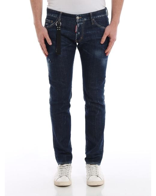 DSquared² Blue Faded Stretch Denim Five-Bag Jeans for men