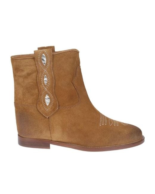 Via Roma 15 Brown Round-Toe Slip-On Boots