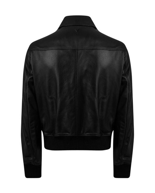 Ralph Lauren Black Collared Leather Jacket