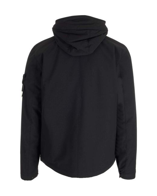 Stone Island Blue Compass-Patch Hooded Jacket for men