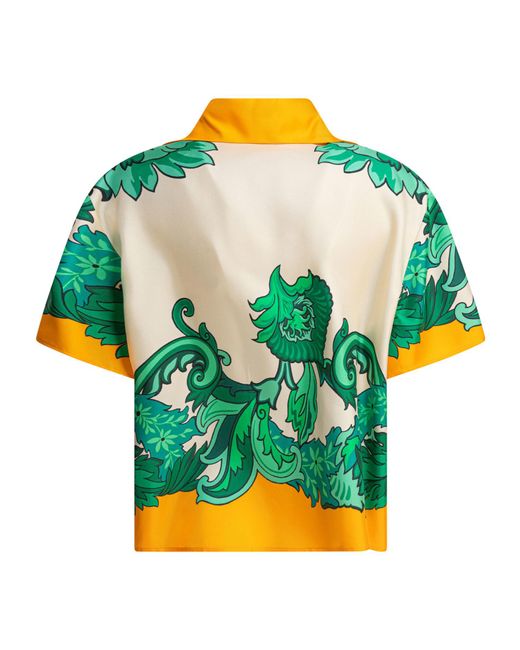 Etro Yellow Graphic Printed Short-Sleeved Shirt