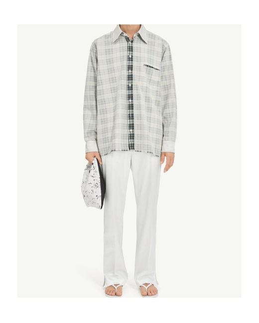 MM6 by Maison Margiela White Checked Long Sleeved Shirt for men