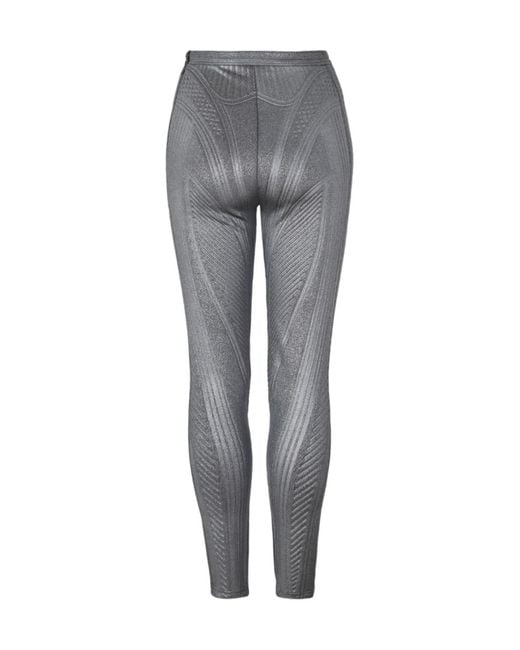 Mugler Gray Elastic Waist Leggings