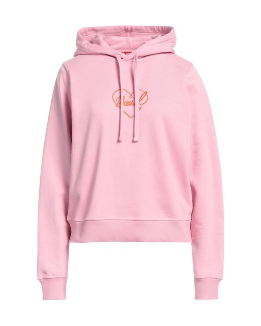 DIESEL Pink Solid Color Hooded Sweatshirt