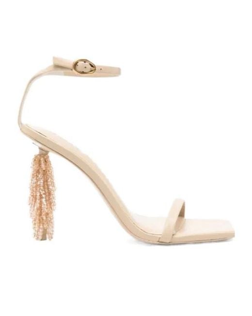 Cult Gaia White Sienna Beaded Sandals