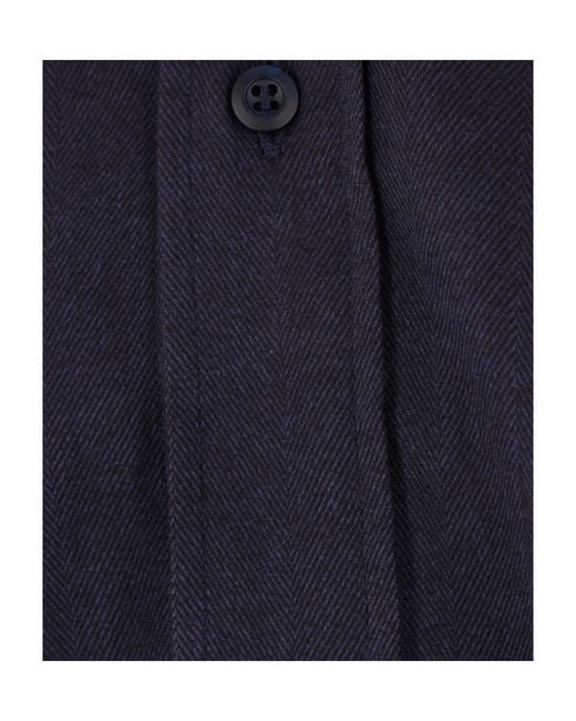 Brunello Cucinelli Blue Long-Sleeved Buttoned Shirt for men