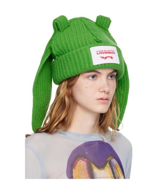 charlesjeffreyloverboy Green Chunky Rabbit Beanie