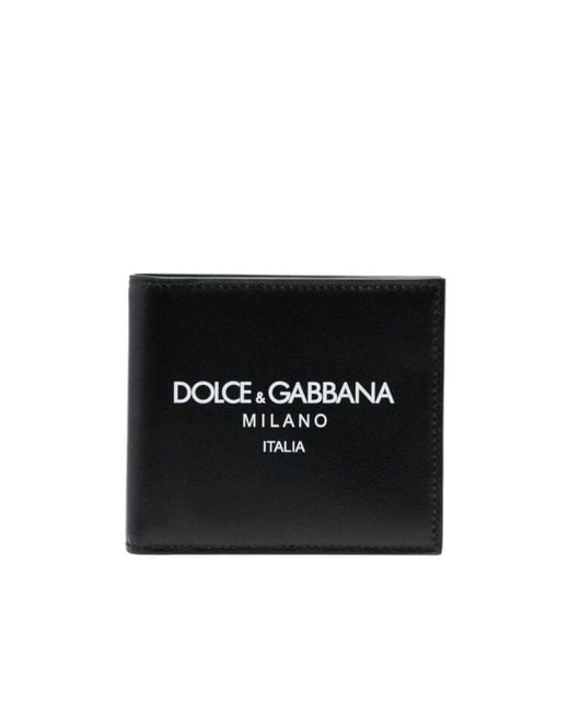 Dolce & Gabbana Black Logo Printed Bi-Fold Wallet for men