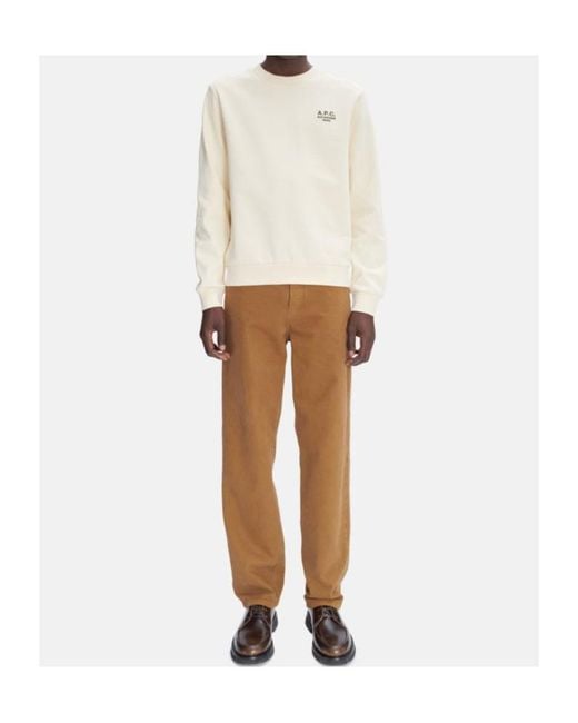 A.P.C. White Logo Embroidered Crewneck Sweatshirt for men