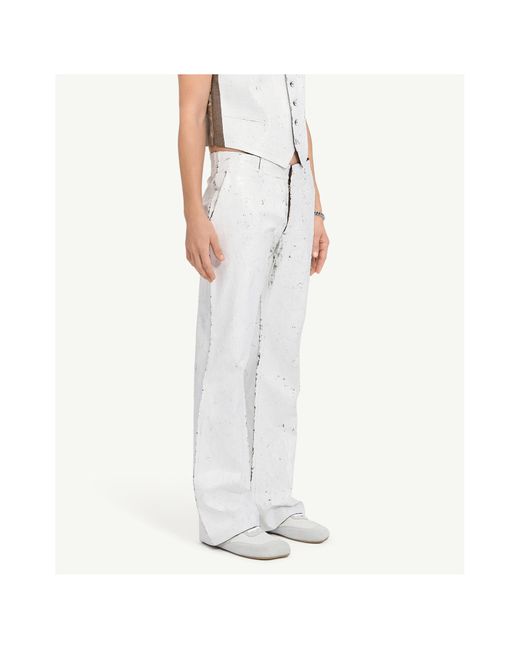 MM6 by Maison Margiela Painted Trousers in White for Men | Lyst