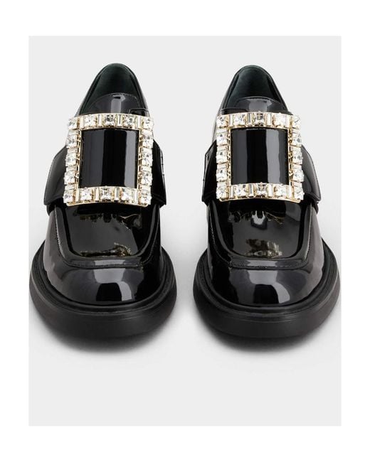 Roger Vivier Black Viv' Rangers Rhinestone Buckle Loafers