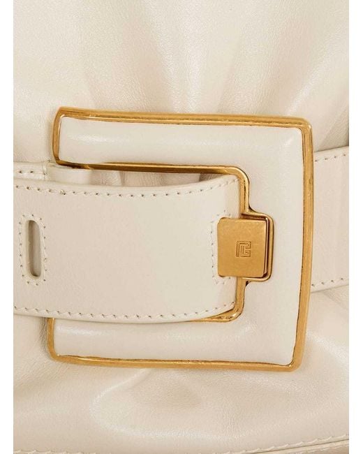 Balmain White Anthem Buckled Shoulder Bag