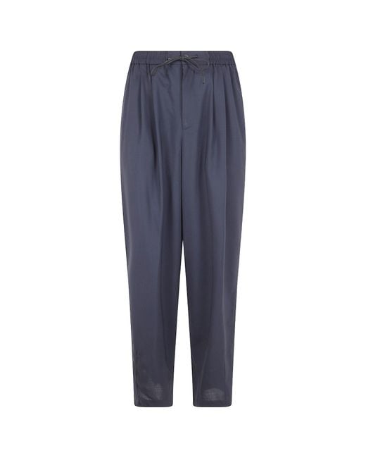 PT01 Blue Drawstring Pleated Trousers for men