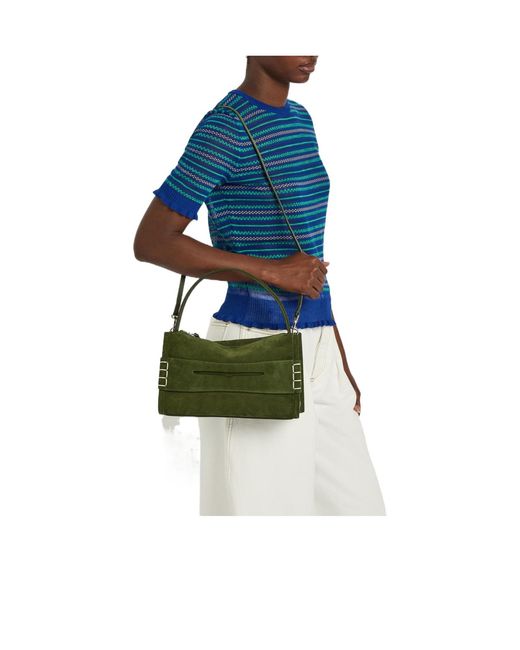 J.W. Anderson Green Loafer Suede Shoulder Bag