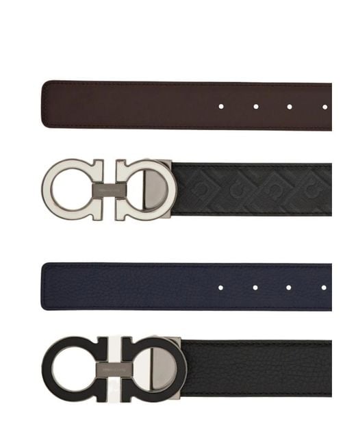 Ferragamo White Ferragamo Eyewear Reversible Logo Buckle Belts for men