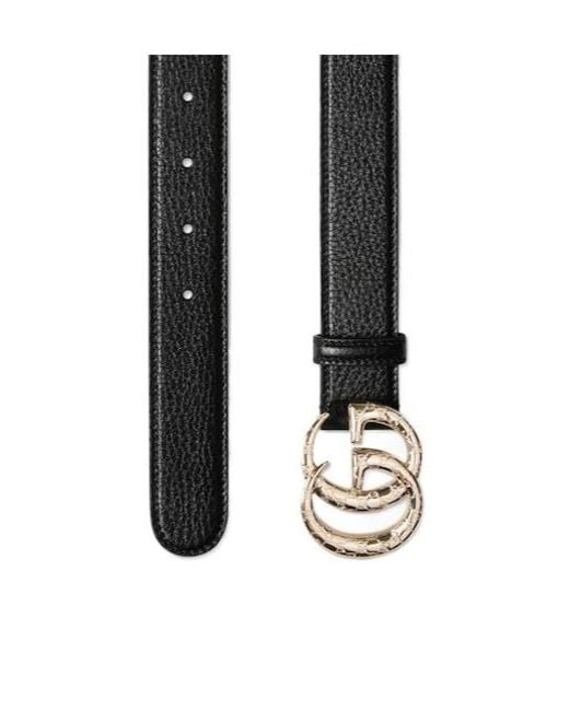 Gucci Black Gg Marmont Thin Belt