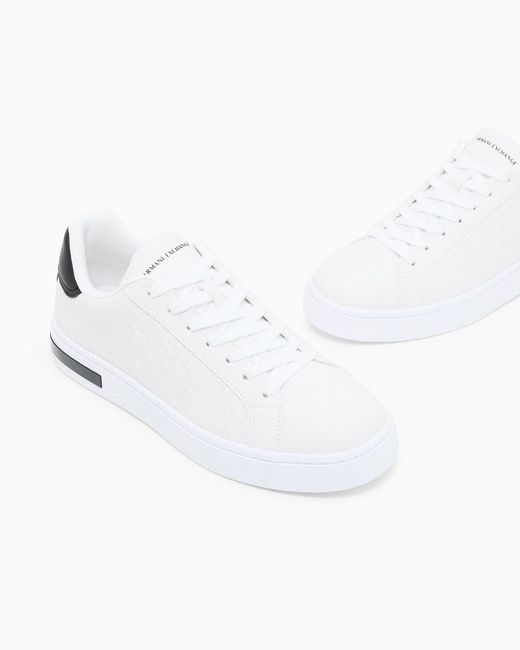 ARMANI EXCHANGE White Quilted Sneakers for men