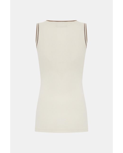 Fabiana Filippi Natural Embellished-Trim Ribbed Tank Top