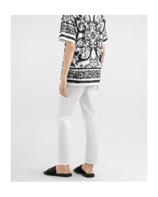 Dolce & Gabbana White Cotton Gabardine Jogging Pants for men