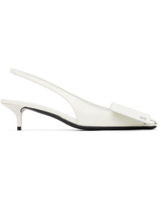 Courreges White Courrèges Fold Iced Leather Slingback Pumps