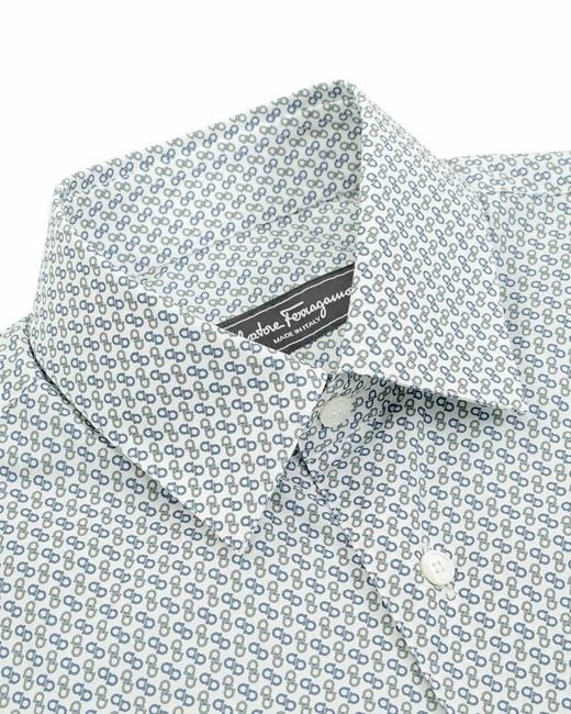 Ferragamo Gray Logo Lapel Shirt for men