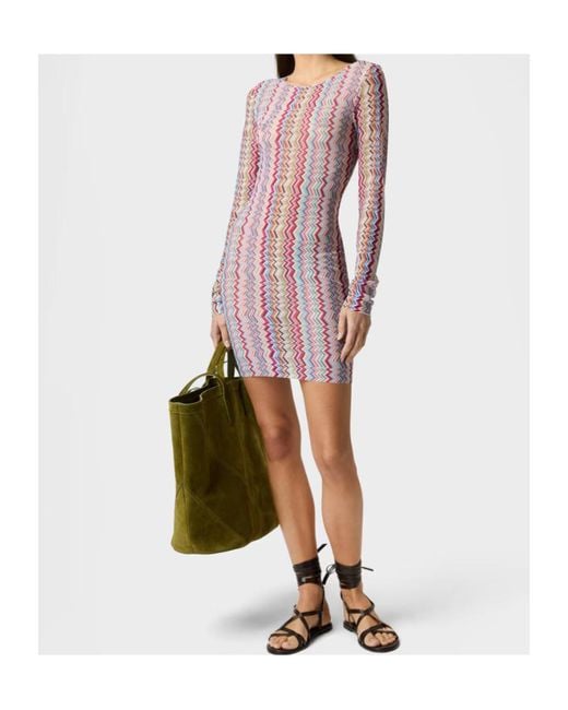 Missoni Pink Chevron-Pattern Mini Dress