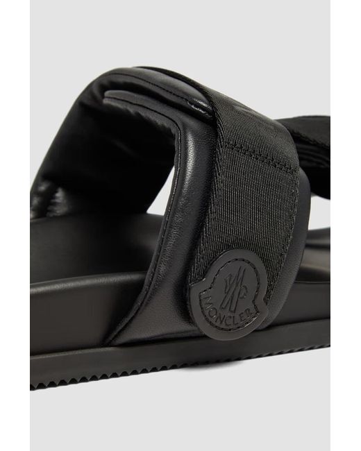 Moncler Black Mon Summer Logo Patch Slides