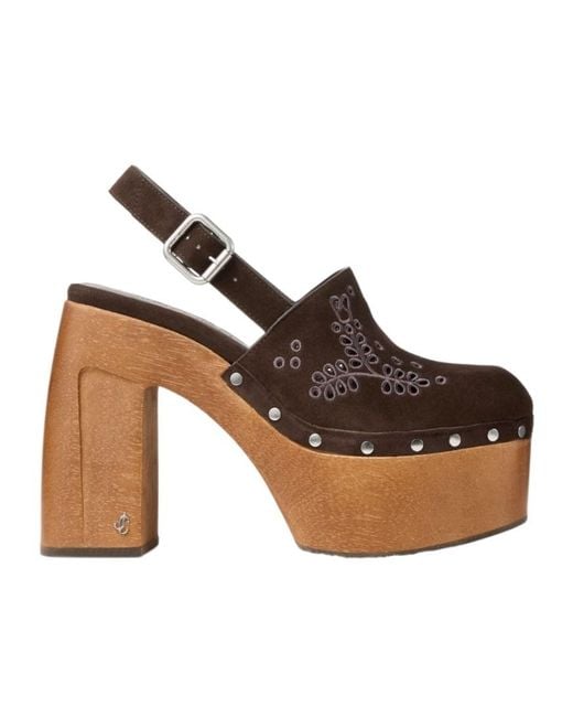 Jimmy Choo Brown Alida 135 Suede Platform Clogs