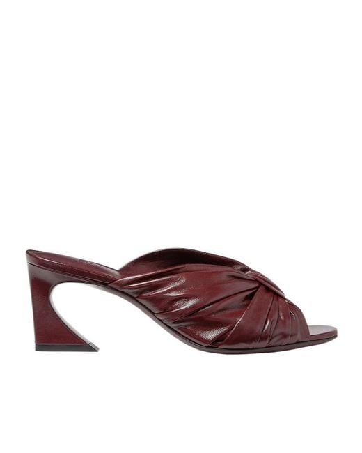 Fendi Brown Arco Bow Embellished Sandals