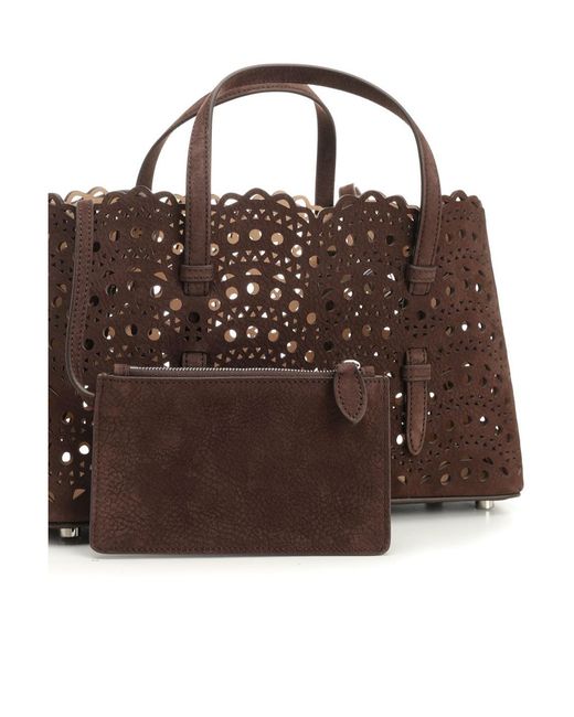 Alaïa Brown Alaïa Mina E/W Medium Tote Bag