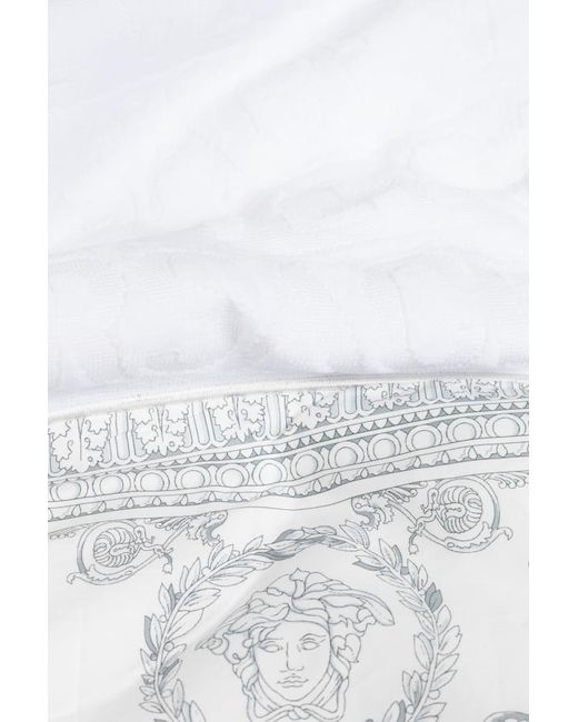 Versace White Pattern Bath Towel for men
