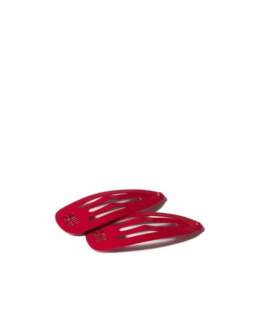 Miu Miu Red Metal Hair Clips