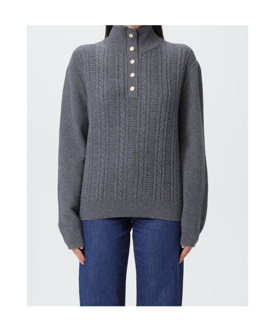 A.P.C. Gray Cable-Knit Button Sweater