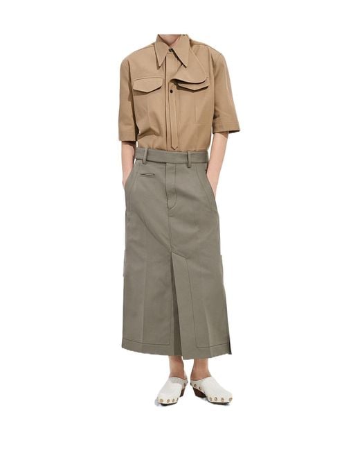 Bottega Veneta Natural Cotton And Silk Gabardine Skirt