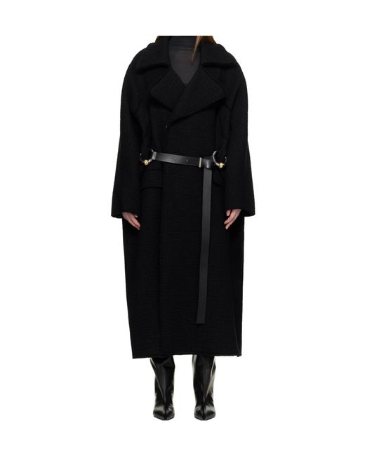 Jean Paul Gaultier Black Ring-Detail Belted Coat for men
