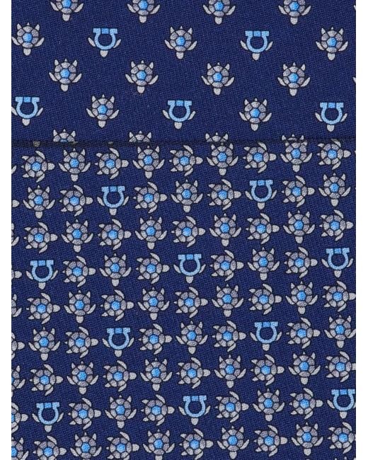 Ferragamo Blue Ferragamo Turtles Printed Tie for men