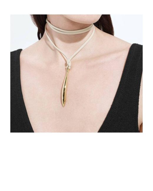 Bottega Veneta White Sardine Leather Necklace