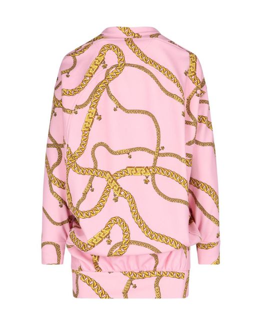 Versace Pink Chain Pinstripe Sweater Dress