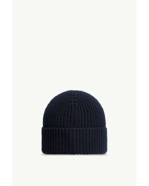 Moncler Blue Grenoble Logo Patch Knitted Beanie for men