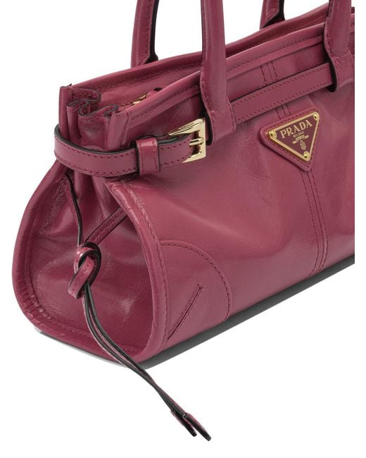 Prada Purple Bonnie Logo Plaque Mini Tote Bag
