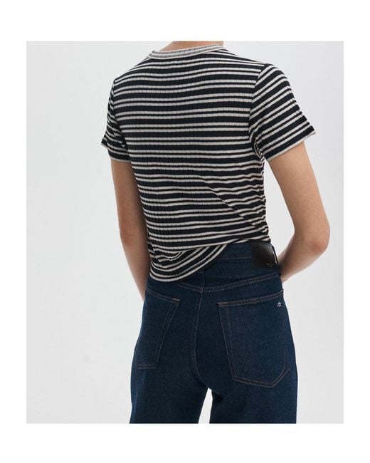 Rag & Bone Black Striped Ribbed T-Shirt