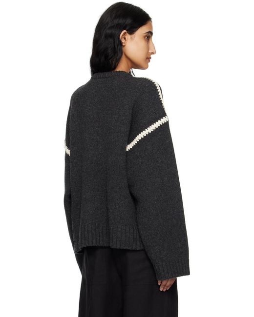 Totême Black Totême Long Sleeved Crewneck Knitted Sweater