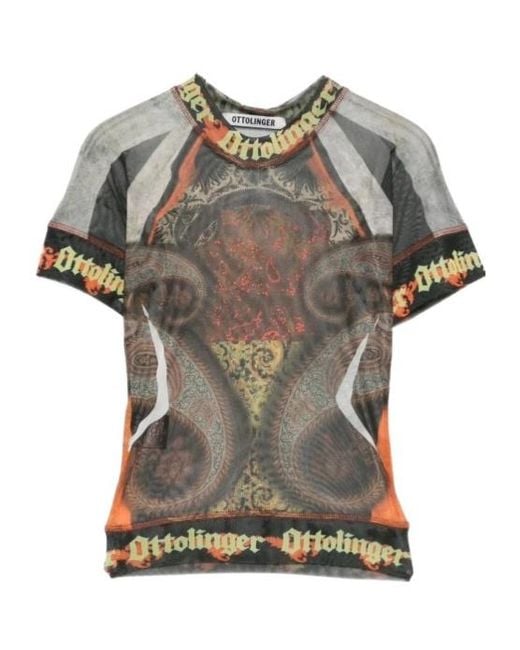 OTTOLINGER Gray Paisley Mesh Logo T-Shirts