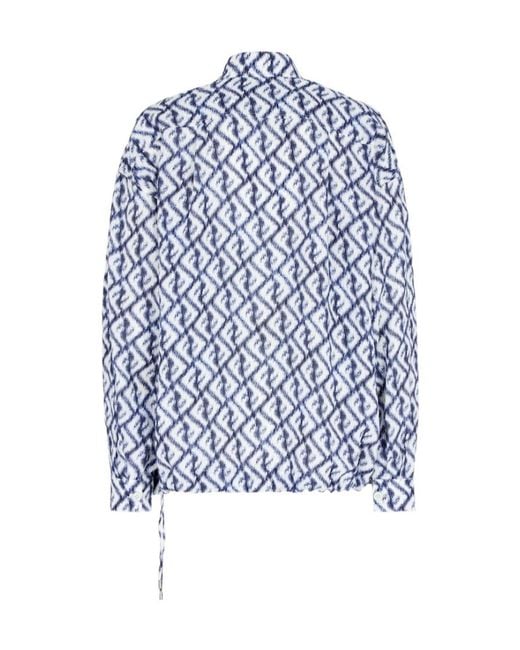 Fendi Blue Buttoned Long-Sleeved Shirt for men