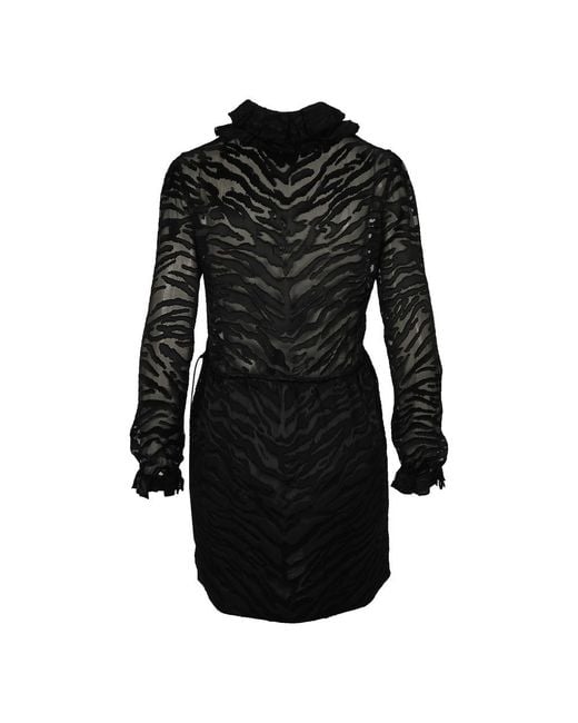 Saint Laurent Black Zebra Print Sheer Dress