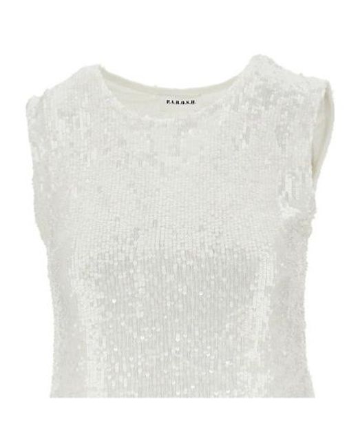 P.A.R.O.S.H. White P.A.R.O..H. Sequined Top