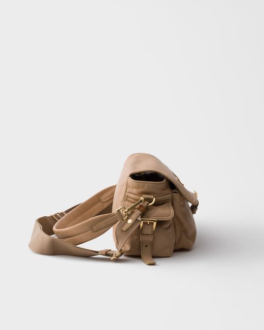 Prada Brown Explore Medium Nappa Leather Shoulder Bag With Flap