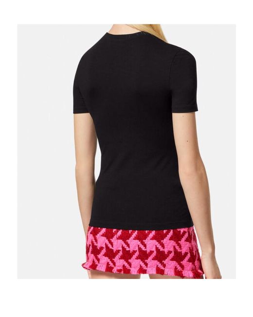Versace Black Slogan Printed Crewneck T-Shirt