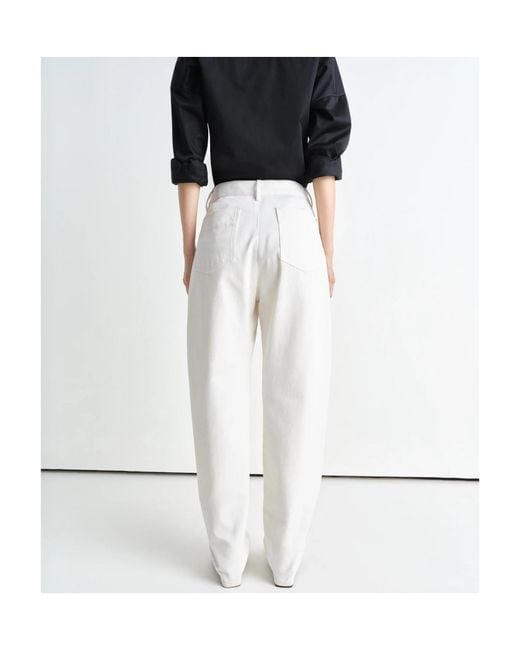 Lemaire White Contrast Stitching Tapered Jeans