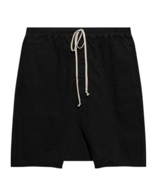 Rick Owens Black Drawstring Pod Shorts for men